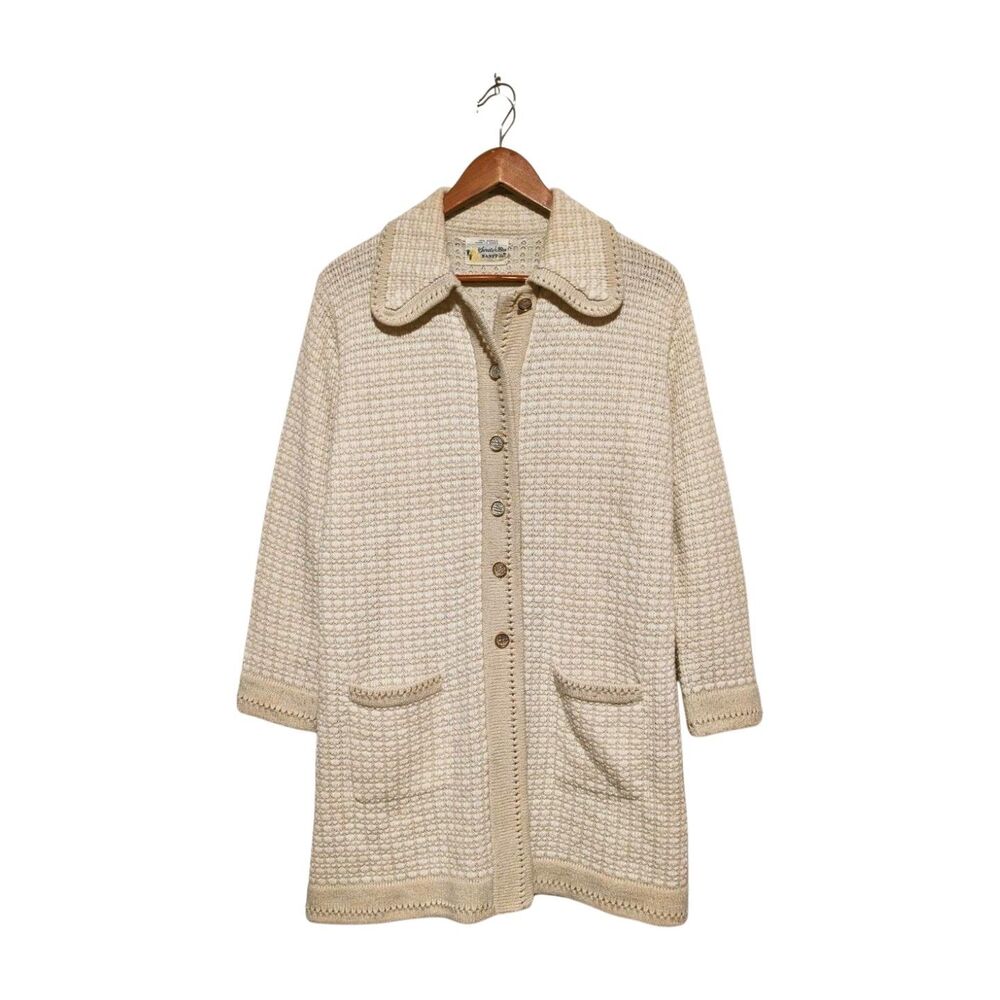 Vintage 70s Sweater Bee Banff Womens Button Up Cardigan Sweater Indie Cozy B44
